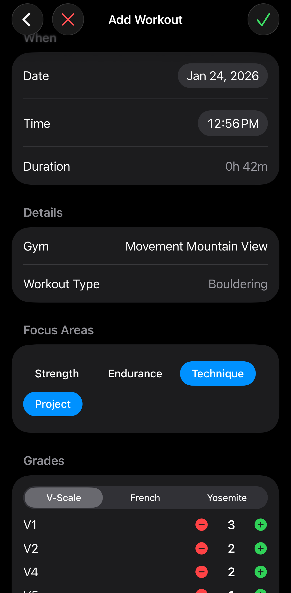 Screenshot: Session summary